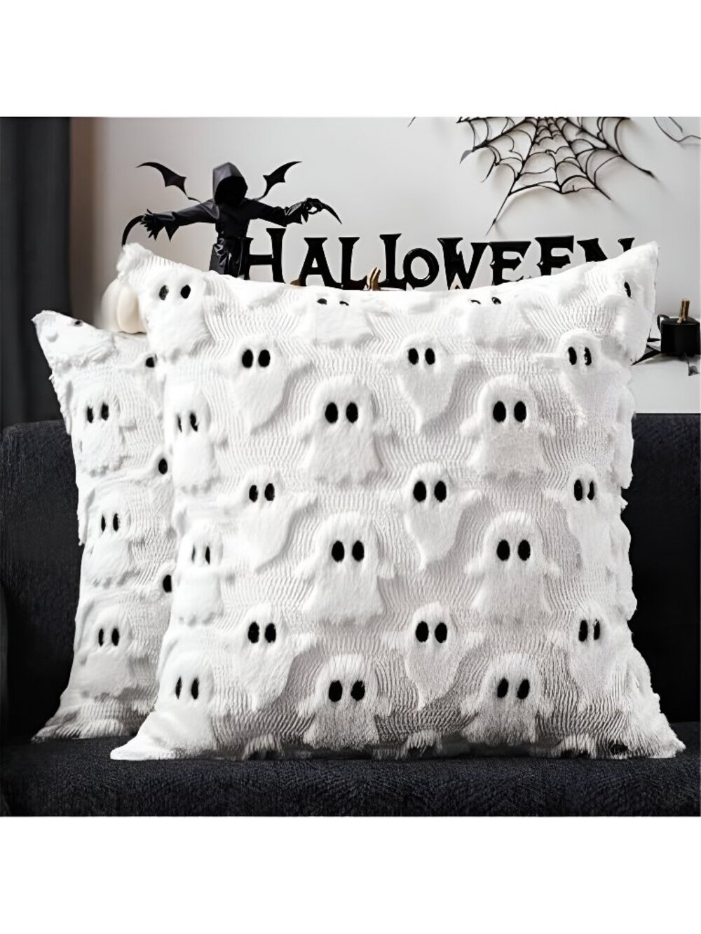 Halloween Pillow Covers 18x18 inch 2Pcs White Ghost Halloween Decor